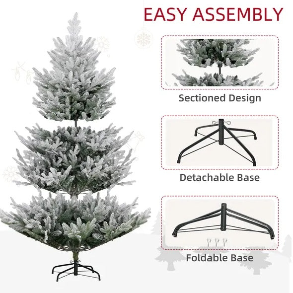 HOMCOM 6 Foot Artificial Christmas Tree, Pine Hinged Xmas Tree With 795 Realistic Branches, Steel Base, Auto Open, Green