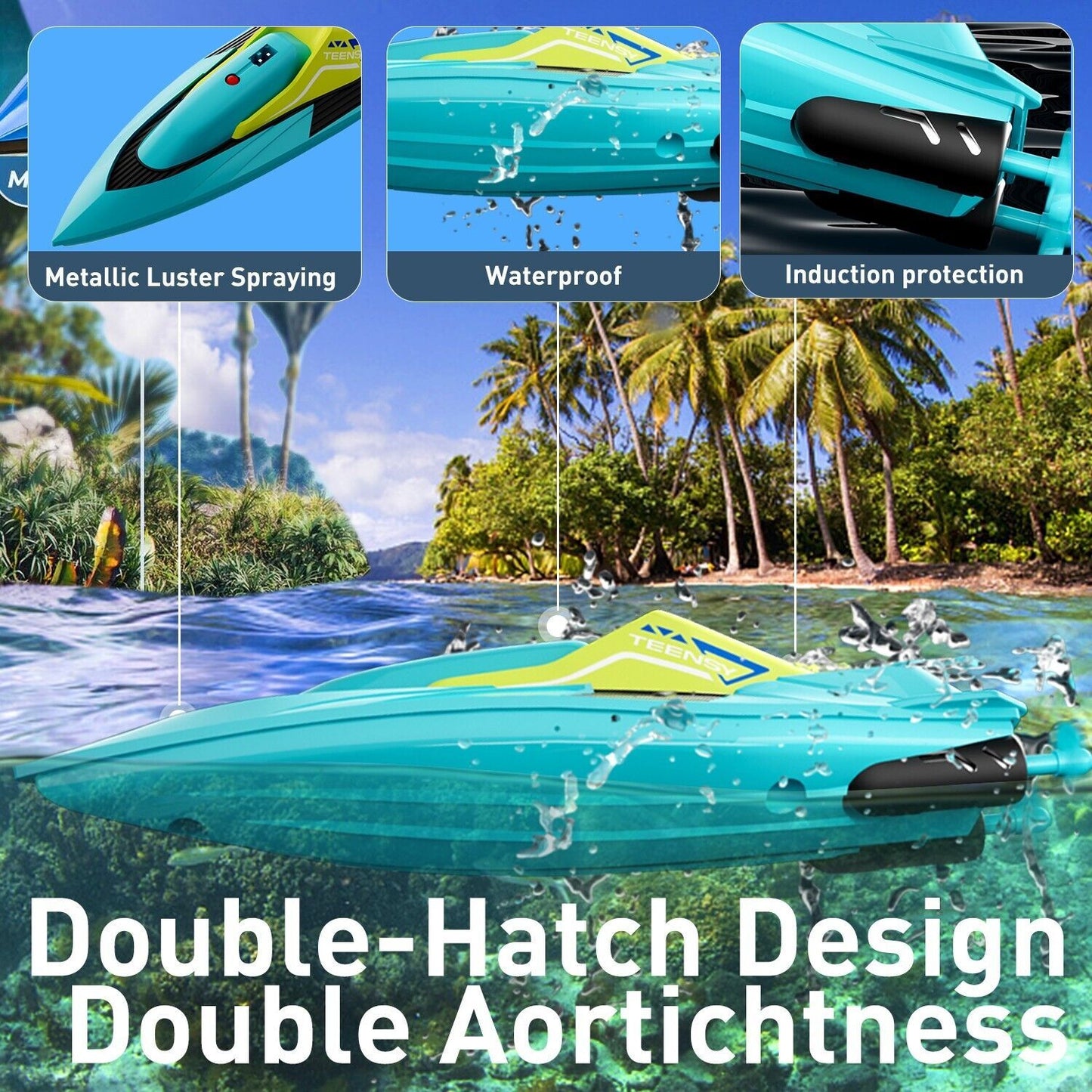 S5 Fast RC Boat For Pools And Lakes 2.4 GHz 20- MPH Racing Boats For Kids US