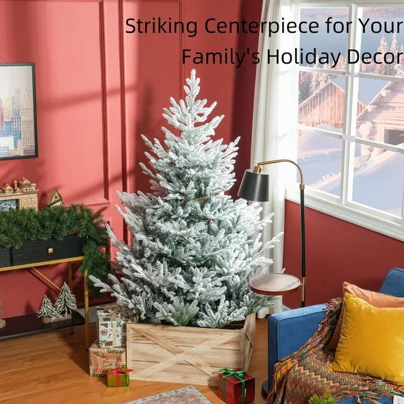 HOMCOM 6 Foot Artificial Christmas Tree, Pine Hinged Xmas Tree With 795 Realistic Branches, Steel Base, Auto Open, Green