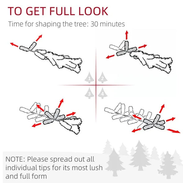 HOMCOM 6 Foot Artificial Christmas Tree, Pine Hinged Xmas Tree With 795 Realistic Branches, Steel Base, Auto Open, Green