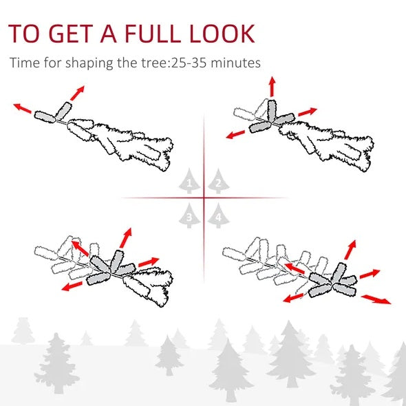 9ft Pre-Lit Snow-Flocked Slim Douglas Fir Artificial Christmas Tree With Realistic Branches, 550 LED Lights And 988 Tips